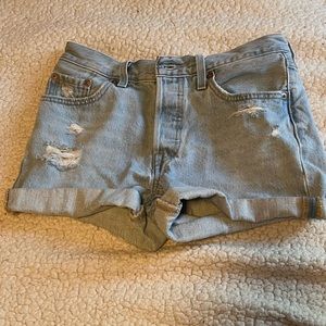Levi 501 Light Ripped Jean Shorts